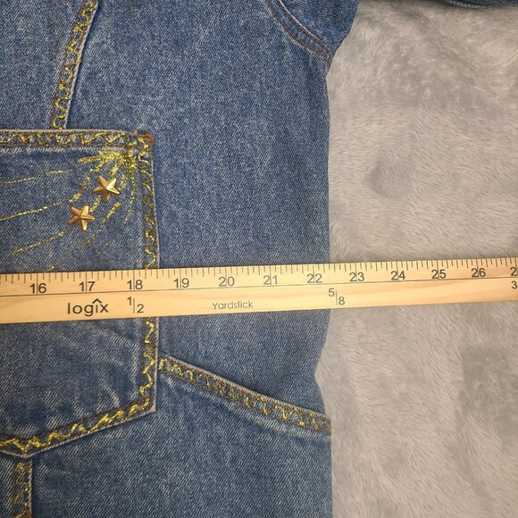 Vintage Jordache Denim Jacket Embellished Sequined Acid Wash Parrot Design Sz L - Picture 10 of 16